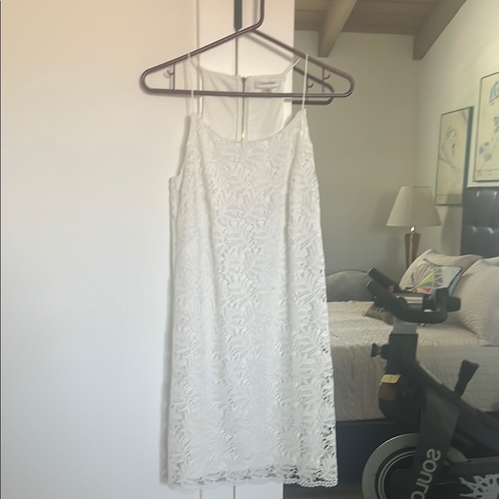 Calvin Klein White Spaghetti Strap Sheath Midi Dress